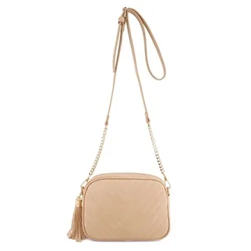 Chic Vegan Faux Leather Crossbody Bag with Tassel Closure