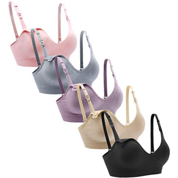 Suekaphin Nursing Bra 5pack Wireless Deep V Neck Maternity Nursing Bra Bralette Sleeping Breastfeedi...
