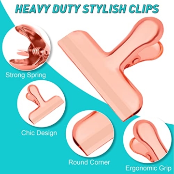 Stainless Steel Rose Gold Chip Clips for Kitchen Organization