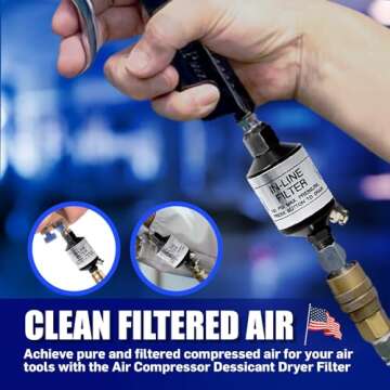 LE LEMATEC Air Compressor Water Separator, Compressed Air Dryer with Drain Valve, Inline Moisture Fi...