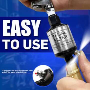 LE LEMATEC Air Compressor Water Separator, Compressed Air Dryer with Drain Valve, Inline Moisture Filter for HVLP Spray Paint Gun, Sand Blaster, Plasma Cutter & Other Air Tools (AI303-C1)