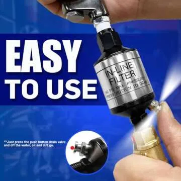 LE LEMATEC Air Compressor Water Separator, Compressed Air Dryer with Drain Valve, Inline Moisture Filter for HVLP Spray Paint Gun, Sand Blaster, Plasma Cutter & Other Air Tools (AI303-C1)