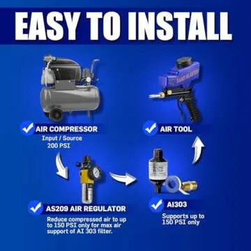 LE LEMATEC Air Compressor Water Separator, Compressed Air Dryer with Drain Valve, Inline Moisture Filter for HVLP Spray Paint Gun, Sand Blaster, Plasma Cutter & Other Air Tools (AI303-C1)