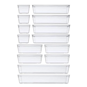 DCA 14 PCS Clear Plastic Drawer Organizer for Every Space