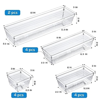 DCA 14 PCS Clear Plastic Drawer Organizer for Every Space
