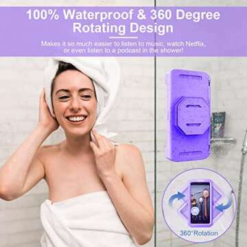 URROY Shower Phone Holder Waterproof, 360° Rotation Shower Phone Case, Anti-Fog High Sensitivity Un...