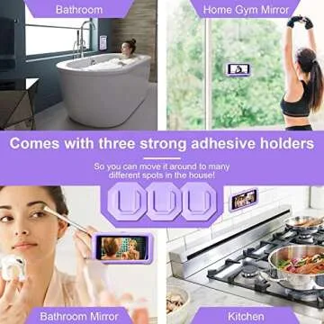 URROY Shower Phone Holder Waterproof, 360° Rotation Shower Phone Case, Anti-Fog High Sensitivity Universal Cover Mount Stand for Bathroom Wall Mirror Bathtub Kitchen, Gift for Men Women