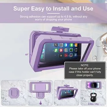 URROY Shower Phone Holder Waterproof, 360° Rotation Shower Phone Case, Anti-Fog High Sensitivity Universal Cover Mount Stand for Bathroom Wall Mirror Bathtub Kitchen, Gift for Men Women