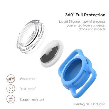 Waterproof Airtag Holder for Dog Collar, Soft Full-Body Protective Airtag Holder for Dog & Cat Colla...