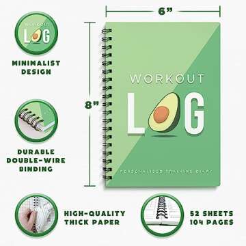 Workout Planner for Daily Fitness Tracking & Goals Setting - A5 Size, 6” x 8”, Avo Green - Men & Women Personal Home & Gym Training Diary - Log Book Journal - by Workout Log Gym
