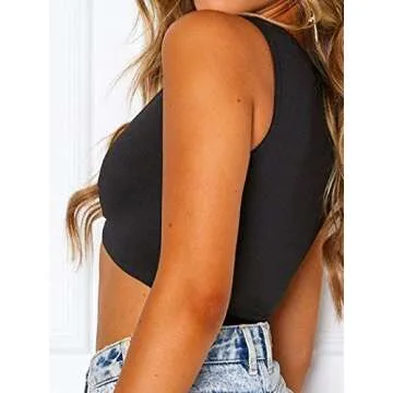 Crop Tops for Women Sleeveless Deep V Neck Crop Top (US,4-6)
