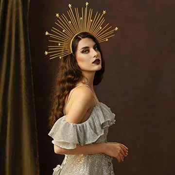 Fantherin Mary Halo Crown Headband Goddess Zip Tie Spiked Halo Crown Halloween Costume Headpiece Headdress for Cosplay Party