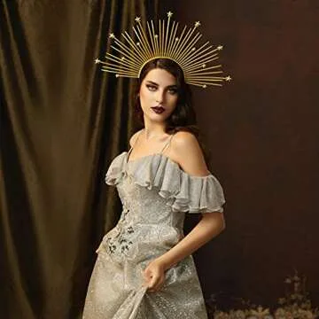 Fantherin Mary Halo Crown Headband Goddess Zip Tie Spiked Halo Crown Halloween Costume Headpiece Headdress for Cosplay Party