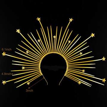 Fantherin Mary Halo Crown Headband Goddess Zip Tie Spiked Halo Crown Halloween Costume Headpiece Headdress for Cosplay Party