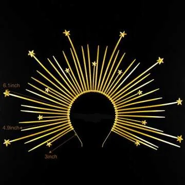 Fantherin Mary Halo Crown Headband Goddess Zip Tie Spiked Halo Crown Halloween Costume Headpiece Headdress for Cosplay Party