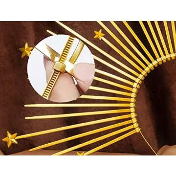 Fantherin Mary Halo Crown Headband Goddess Zip Tie Spiked Halo Crown Halloween Costume Headpiece Headdress for Cosplay Party