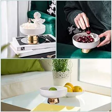 Kelendle Ceramic Footed Bowl Decorative Fruit Dish Stand