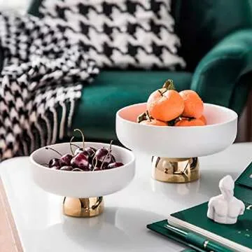 Kelendle Ceramic Footed Bowl Decorative Fruit Dish Stand
