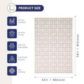 Abani Contemporary 3D Beige & White Geometric Area Rug - Modern 5'3"x7'6" Arto Collection Neutral Ru...