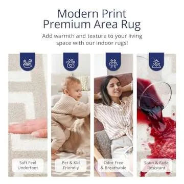 Abani Contemporary 3D Beige & White Geometric Area Rug - Modern 5'3"x7'6" Arto Collection Neutral Rug Rugs