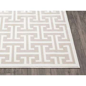 Abani Contemporary 3D Beige & White Geometric Area Rug - Modern 5'3"x7'6" Arto Collection Neutral Rug Rugs