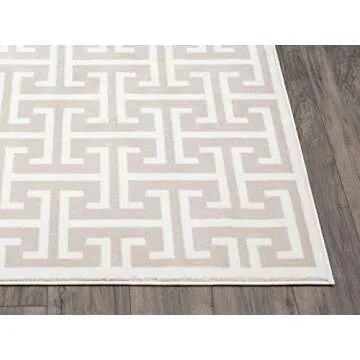 Abani Contemporary 3D Beige & White Geometric Area Rug - Modern 5'3"x7'6" Arto Collection Neutral Rug Rugs