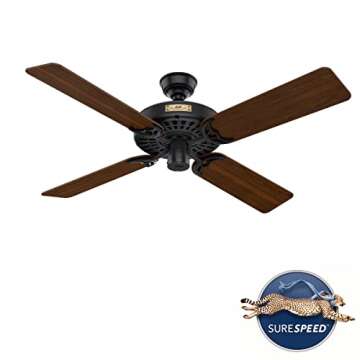 Hunter Fan Company 23838 Hunter Original Indoor, Outdoor Ceiling Fan with Pull Chain Control, 52", Black