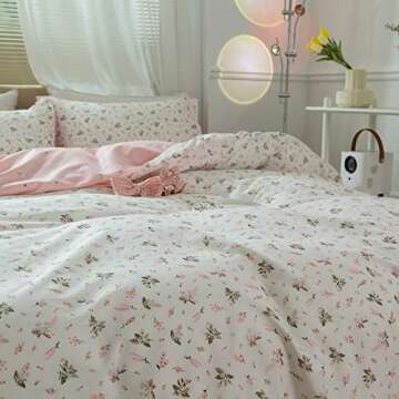 VM VOUGEMARKET Flower Duvet Cover Set for Girls