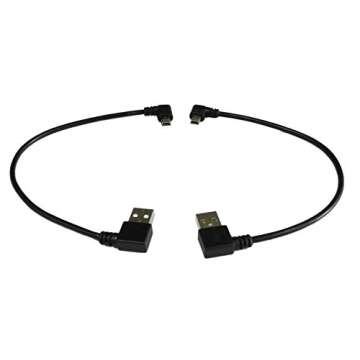 CERRXIAN 9Inch Mini USB Cable Combo Mini USB Right Angle & Left Angle Male to USB Type A 2.0 Right Angle Male Data Sync and Charge Cable (Black)(2-Pack) R