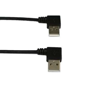 CERRXIAN 9Inch Mini USB Cable Combo Mini USB Right Angle & Left Angle Male to USB Type A 2.0 Right Angle Male Data Sync and Charge Cable (Black)(2-Pack) R