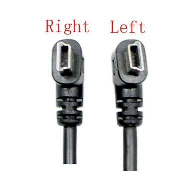CERRXIAN 9Inch Mini USB Cable Combo Mini USB Right Angle & Left Angle Male to USB Type A 2.0 Right Angle Male Data Sync and Charge Cable (Black)(2-Pack) R