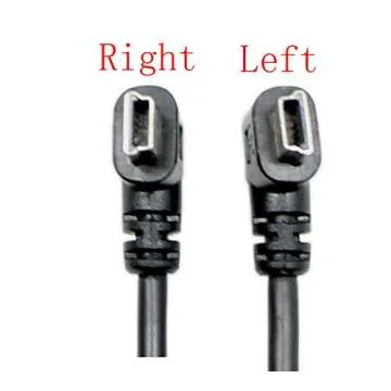 CERRXIAN 9Inch Mini USB Cable Combo Mini USB Right Angle & Left Angle Male to USB Type A 2.0 Right Angle Male Data Sync and Charge Cable (Black)(2-Pack) R