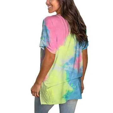 Liher Women’s V Neck Tie Dye Shirts for Casual Style