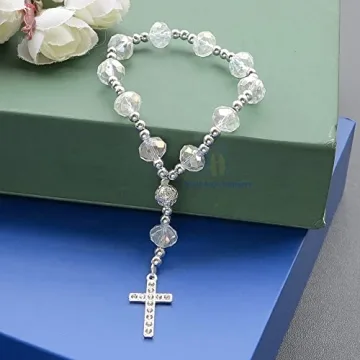 Clear Crystal Rosary Bracelets - Ideal Wedding & Baptism Favors