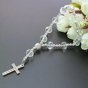 Clear Crystal Rosary Bracelets - Ideal Wedding & Baptism Favors