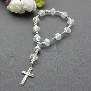 Clear Crystal Rosary Bracelets - Ideal Wedding & Baptism Favors