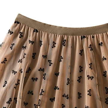 Dirholl A-Line Thick Fabric Khaki Midi Skirt for Women