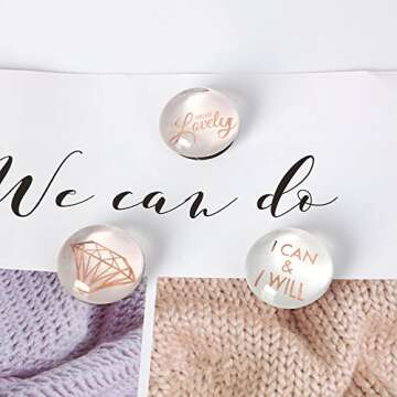 MEI YI TIAN Rose Gold Fridge Magnets Round Glass Magnets for Decorative Refrigerator, Dry Erase Board, Whiteboard Calendar Maps, 30mm(1.18") 6pcs/pack