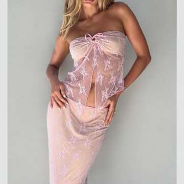 Sexy 2 Piece Midi Dress for Summer Fashion - BHMAWSRT