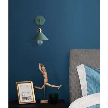 FIRVRE Green Wall Sconce Lamp with ON/Off Switch,Macaron Wall Lamp with E26 Holder,Frosted Paint,for Bedside Bathroom Vanity Kitchen Cafe Restaurant (Exclude Bulb)
