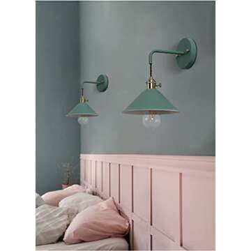 FIRVRE Green Wall Sconce Lamp with ON/Off Switch,Macaron Wall Lamp with E26 Holder,Frosted Paint,for Bedside Bathroom Vanity Kitchen Cafe Restaurant (Exclude Bulb)