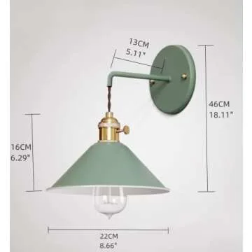 FIRVRE Green Wall Sconce Lamp with ON/Off Switch