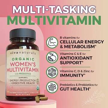 Organic Women Multivitamin with Iron and Probiotics (90 Tablets) – Multivitamin for Women with Vitamins B12, C, D and E – Daily Vitamins for Women - Organic Multi Vitamin Supplement for Women