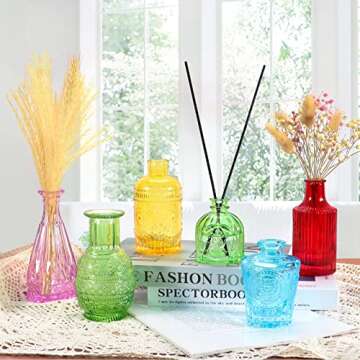 BIGIVACA Set of 10 Glass Bud Vases,Small Vases for Flowers,Colorful Single Bud Vases in Bulk,Mini Decor Rustic Vases for Centerpieces,Vintage Glass Bottles for Wedding, Home,Table Decoration