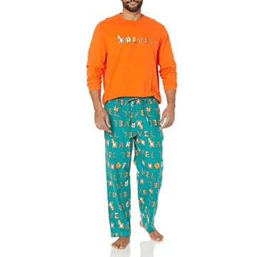 Men's Disney & Marvel Flannel Pajama Set - Festive PJs