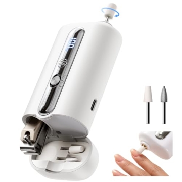 Electric Manicure Pedicure Kit with Nail Clippers, Cordless Nail Grooming Set for Home Use, Recharge...