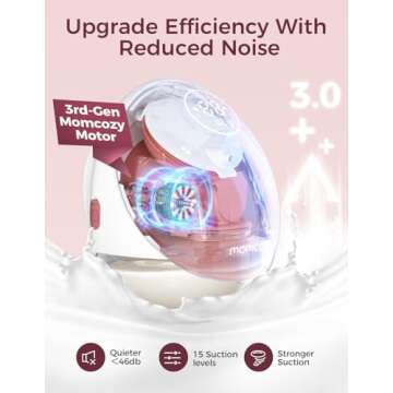 Momcozy Breast Pump Hands Free Upgraded Mobile Flow | M9, App Discreet Control with Personalized Multi-Modes & 15 Levels, Wearable Breast Pump 24mm, 2 Pack Cozy Red
