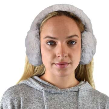 C.C Soft Winter Warm Adjustable Headband Ear Warmer Earmuffs, Furry Beige