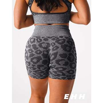 EHH Women Seamless High Waited Yoga Shorts Leopard Biker Shorts Butt Lifting S