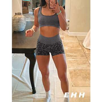 EHH Women Seamless High Waited Yoga Shorts Leopard Biker Shorts Butt Lifting S